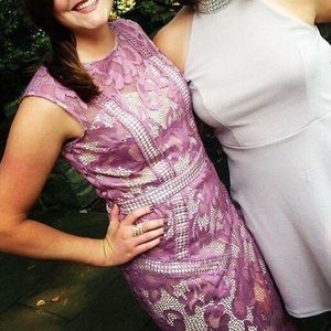 Purple lace midi dress